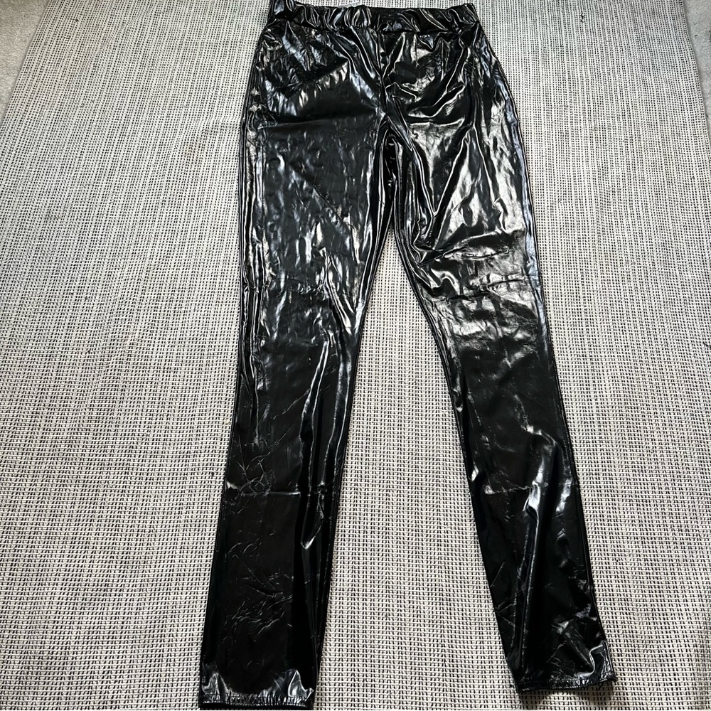 Boohoo Faux Leather Shiny Leggings Size 10